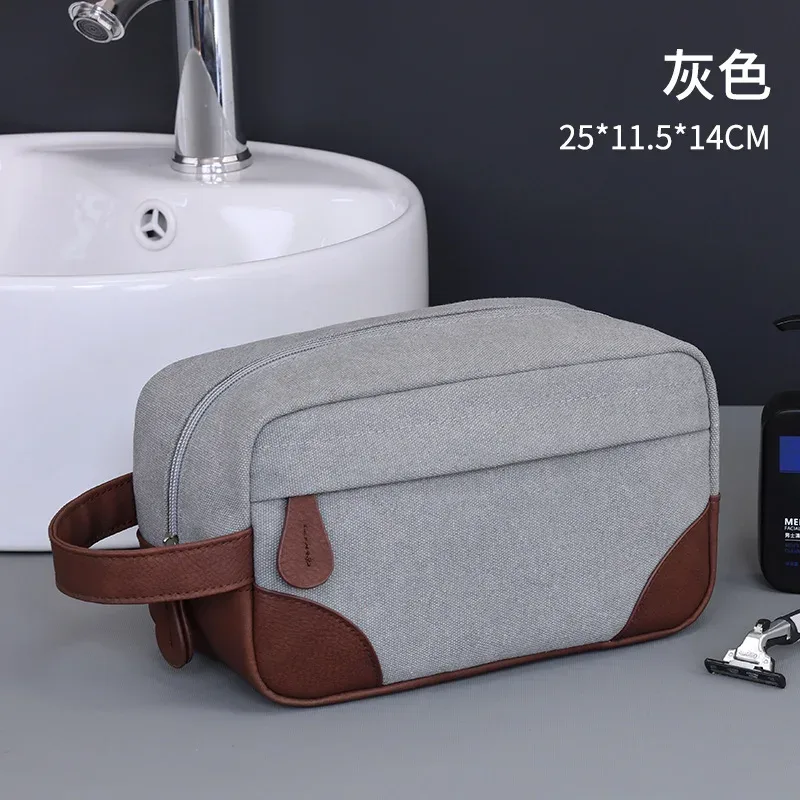 toile de cuir de grande capacité pour hommes et femmes, lavage, rasage, rangement de toilette, maquillage étanche, organisateur de voyage, sac à cosmétiques rétro 2025