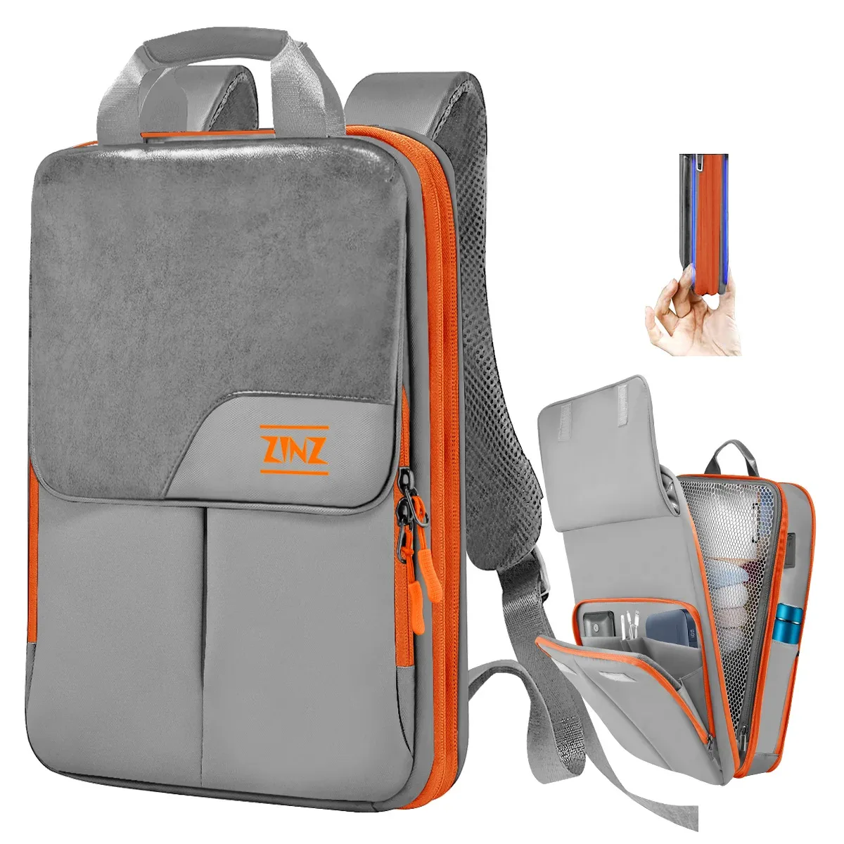 sac à dos extensible mince pour ordinateur portable 15,6-17 pouces, sac à dos de voyage d'affaires étanche à la pluie pour hommes et femmes