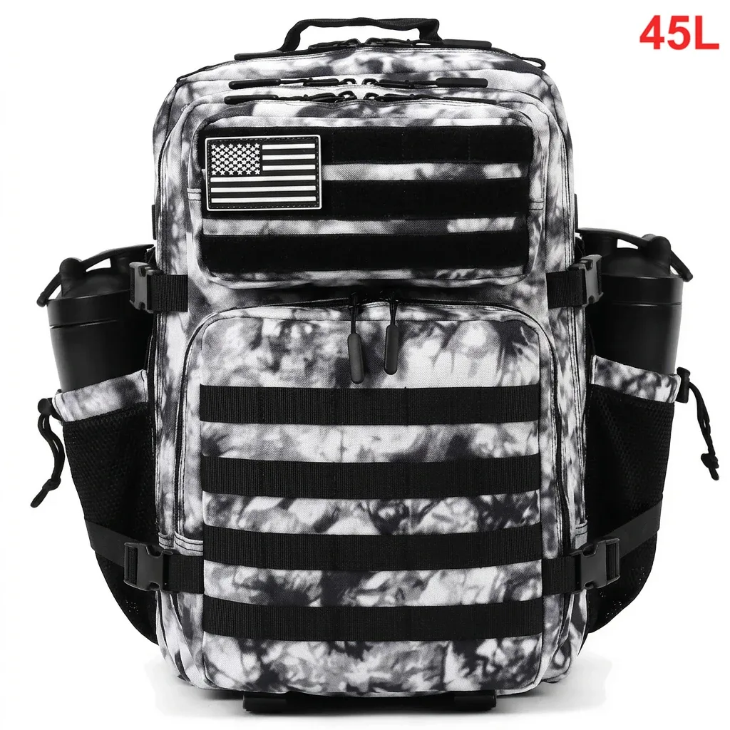 sac dos oxford université camouflage kaki noir bandes velcro ceinture coussin air imperméable usage voyage randonnée camping