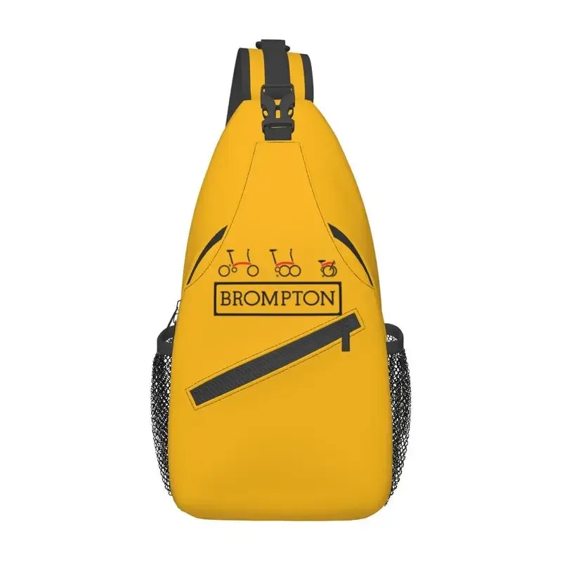 sac dos polyester jaune motif vélos brompton poche avant maille noire bandoulière ajustable voyage mode unisexe