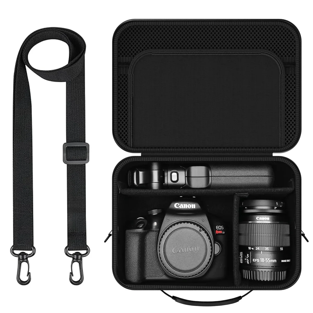 étui pour appareil photo pour canon eos rebel t7/r50/r100 et plus d'appareils photo reflex numériques et sans miroir, sac de voyage portable avec séparateurs réglables