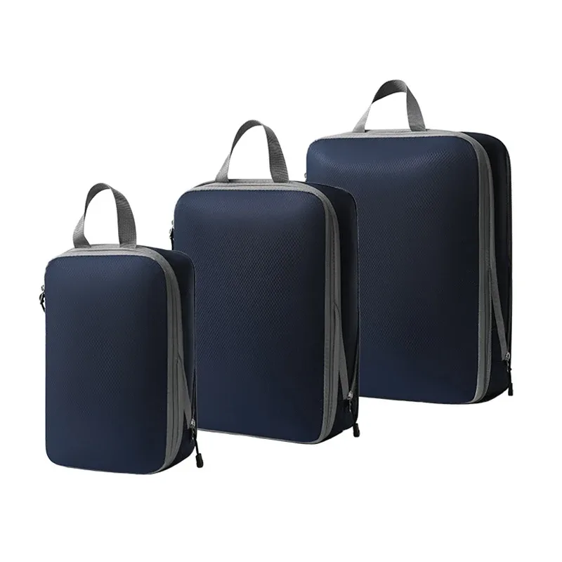 organisateur voyage polyester gris clair cube sac compression tissu imperméable transport vêtements pratique empilable