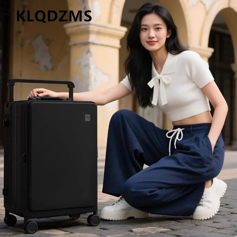 klqdzms valise abs+pc grande capacité, valise à roulettes pour femme, boîte de voyage 20"24"26"28 pouces, sac de voyage style chariot, bagage pour homme