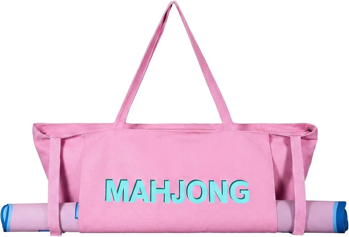 sac fourre-tout en toile, sac de transport portable pour tuiles de mahjong, sac à main pour tapis de yoga, sac à bandoulière de voyage, cadeau d'anniversaire ou de vacances pour femmes