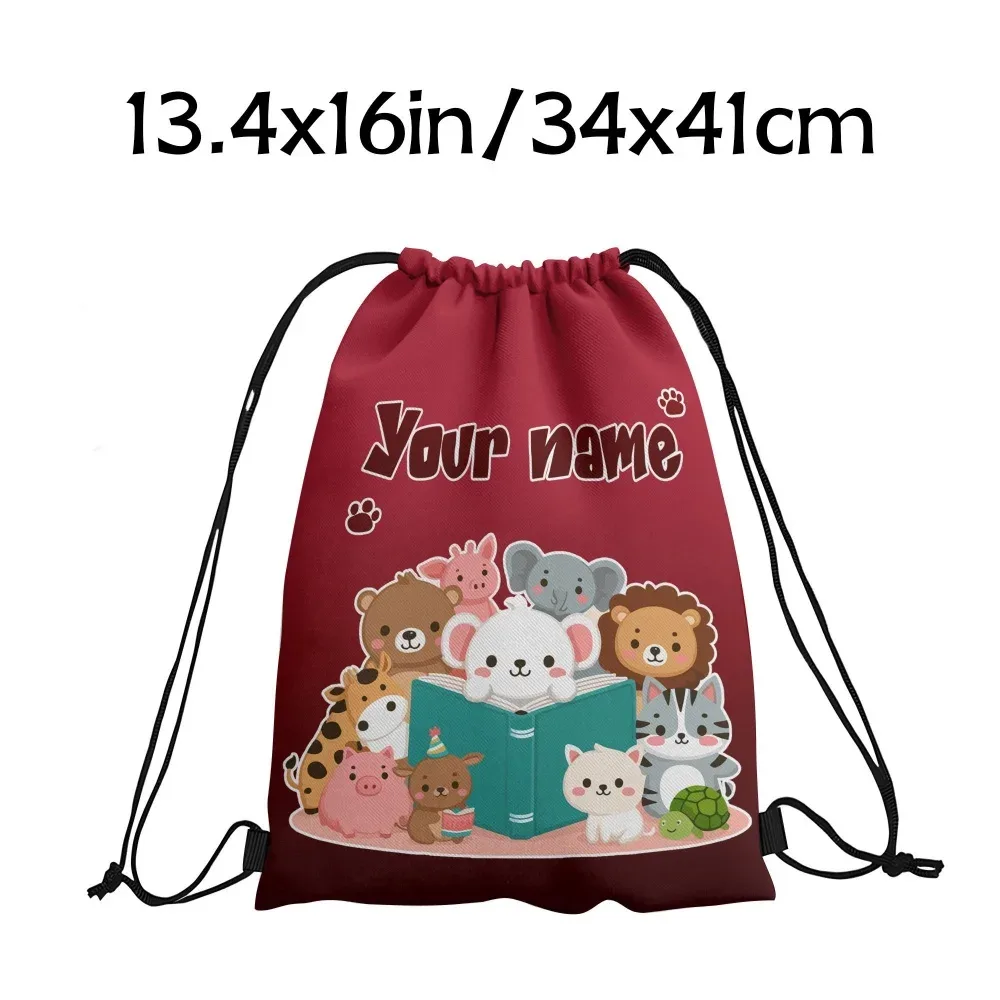 sac à dos à cordon personnalisé avec animaux mignons, sac à livres à cordon avec animaux de dessin animé, sac à cordon pour enfants, école, gymnase