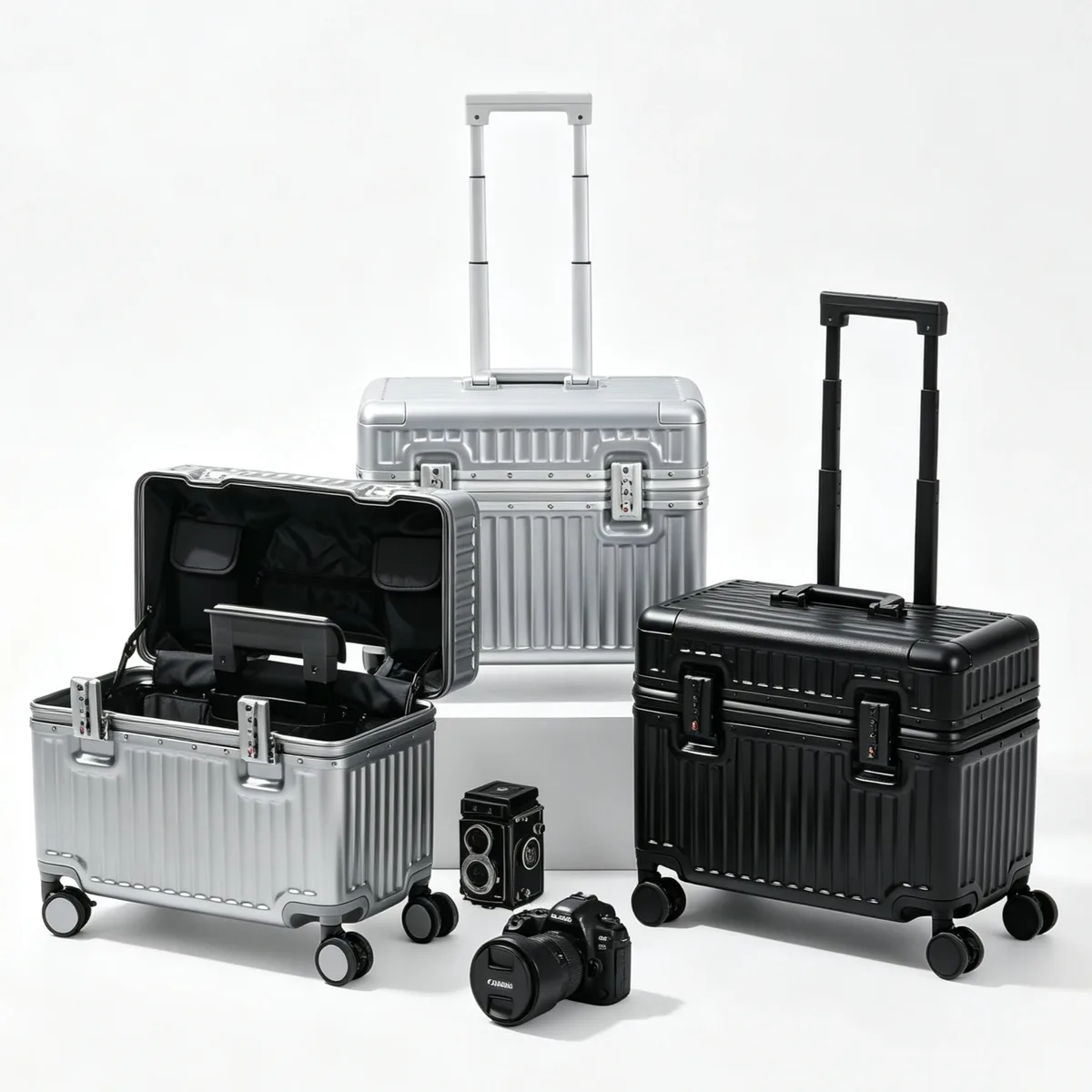 valise à ouverture par le haut 18/20 pouces, bagage à main pour voyage, valise de photographe à roulettes, coque rigide avec cadre en alliage d'aluminium, serrure tsa