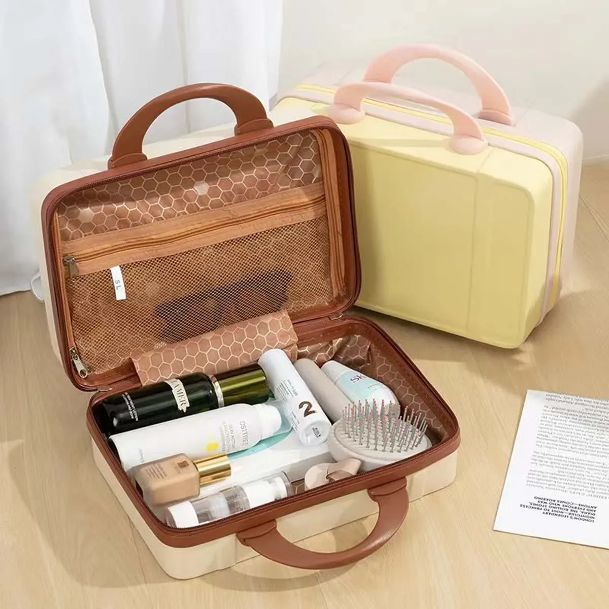 Étui de maquillage couleur Macaron 14 pouces, bagage portable, mini sac de voyage mignon, sac de rangement en gros, offre spéciale