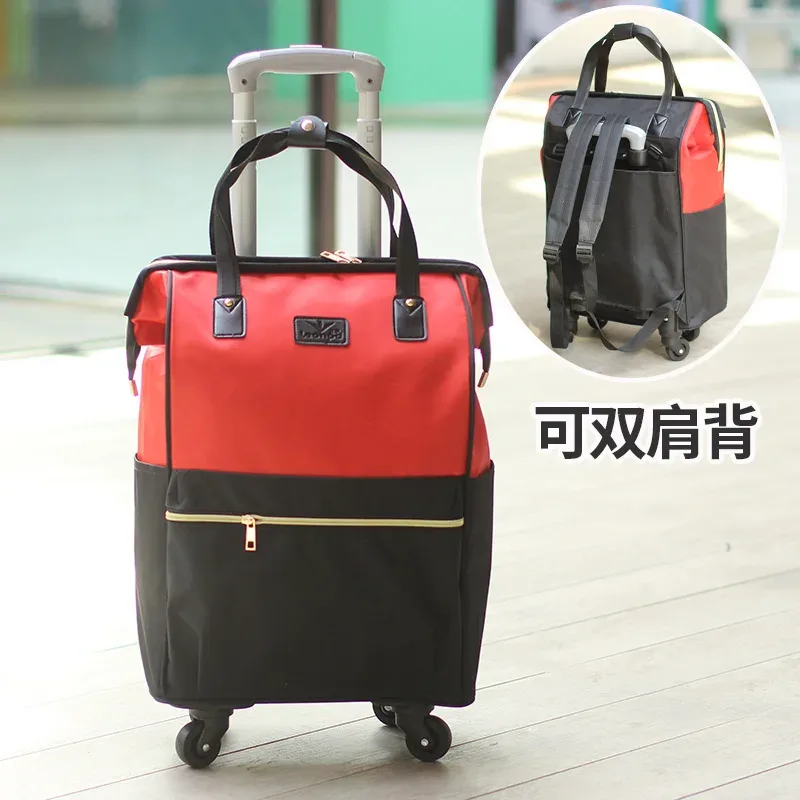 valise de voyage simple et portable de grande capacité pour femmes, sac à roulettes, sac à dos, sac d'embarquement, 2025