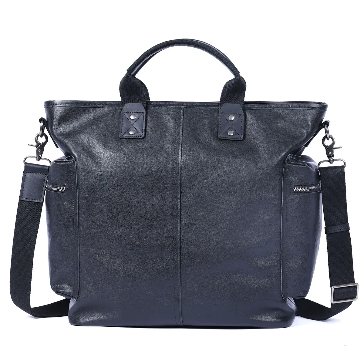 porte documents cuir vraie vache noir marron compartiments zippees poignées supérieure bandoulière amovible organisation efficace voyage