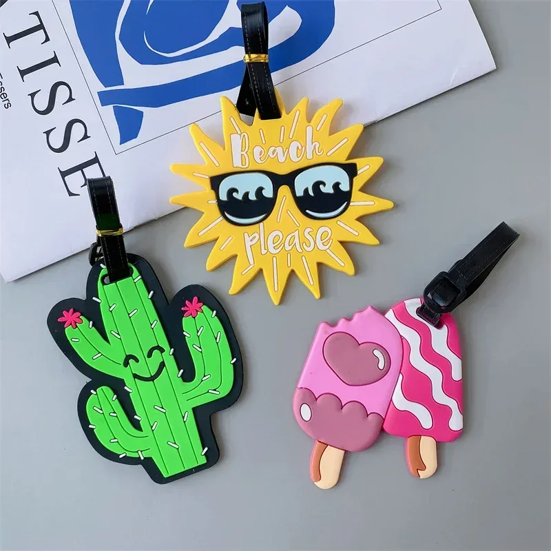 étiquette bagage pvc imprimés animaux couleurs variées voyage accessoires voyage lot unique motifs divertissement symboles vacances
