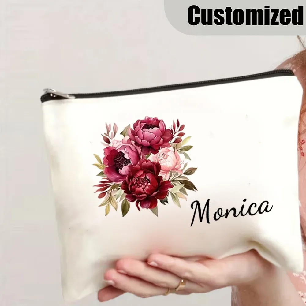 1 trousse de maquillage personnalisée avec motif floral imprimé, trousse de toilette légère pour voyage, cadeau pour demoiselle d'honneur, cadeau d'anniversaire pour enseignant, cadeau pour la fête des mères, la saint-valentin, pâques, la fête de l'indépendance, trousse de toilette de voyage