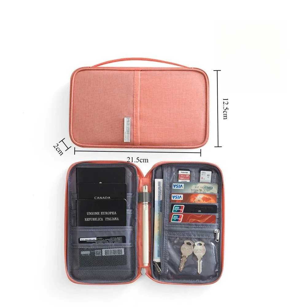 sac de voyage multifonctionnel imperméable pour passeport, sac à documents, grande capacité, rangement pour cartes, billets, clés, portefeuille, accessoires de voyage