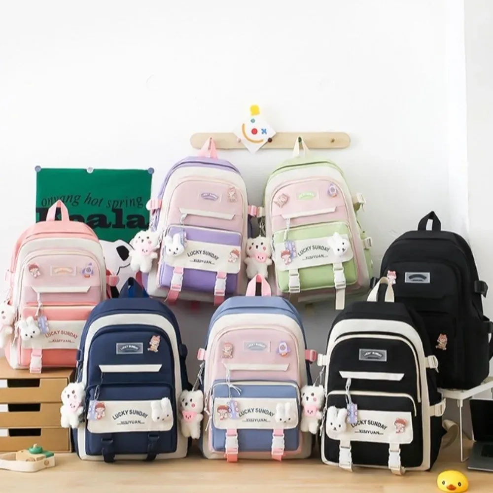 ensemble de 5 pièces de sac à dos de grande capacité, sac à bandoulière multifonctionnel respirant, sac à crayons à boucle, sac d'école