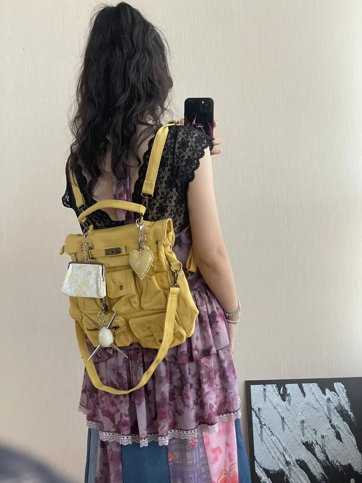 original marque de créateur lavage denim épice fille mignon rétro sac à dos faire vieux sac à dos cartable ordinateur sacs pour les femmes