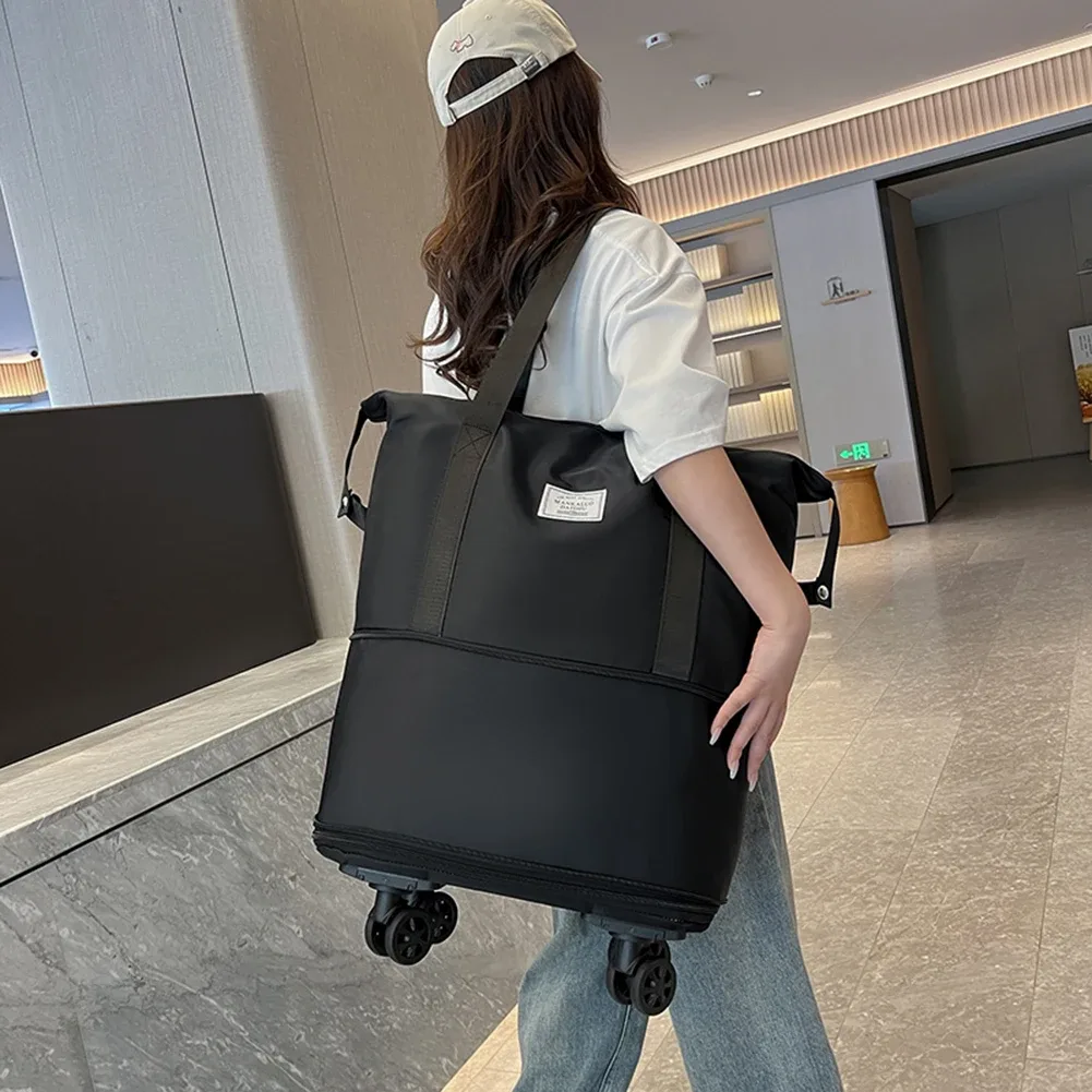 sac de voyage extensible à roulettes, sac trolley pliable grande capacité, séparation sec-humide, unisexe, pour voyages d'affaires