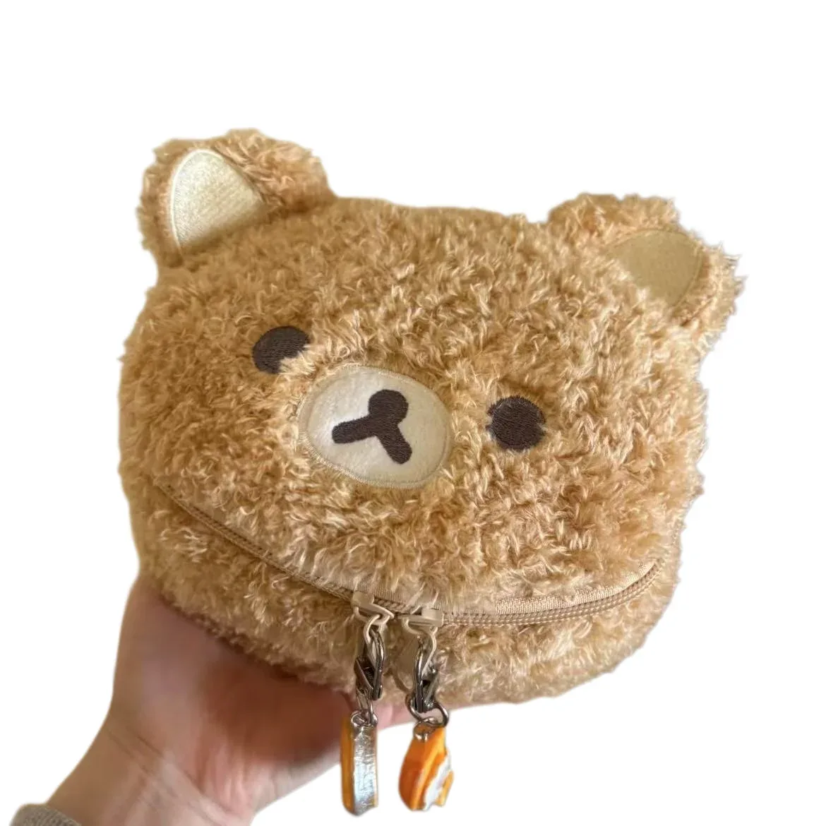 trousse de maquillage en peluche ours anime relaxant, sac cosmétique mignon kawaii, organisateur de toilette, sac de rangement pour bijoux et appareil photo ccd, cadeau, ventes flash