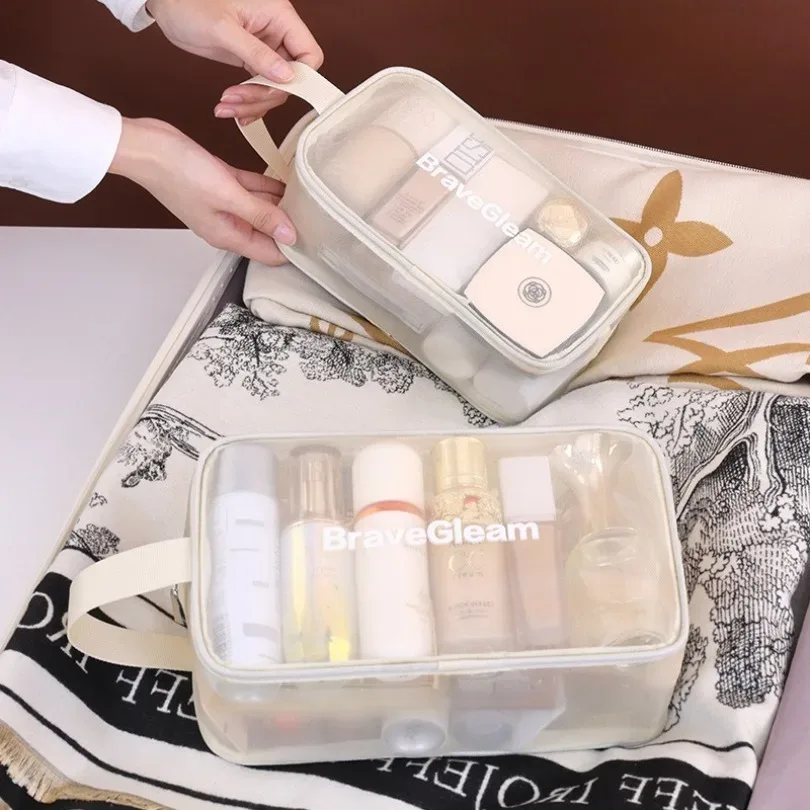 ensemble de sacs de maquillage respirants en maille multi-tailles avec fermeture éclair, sac cosmétique de voyage portable, organisateur de rangement pour articles de toilette pour femmes.