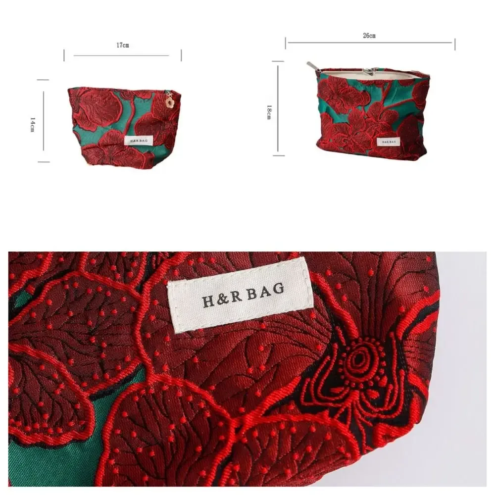sac de rangement pour serviettes hygiéniques de voyage, trousse de maquillage rouge chinois rétro, sac de rangement portable de grande capacité pour les évaluateurs cosmétiques