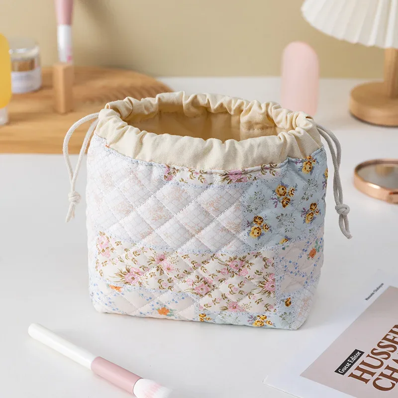sac de rangement portable de voyage grande capacité avec cordon de serrage, en forme de coquille, mignon, de niche, pochette de rangement polyvalente en coton