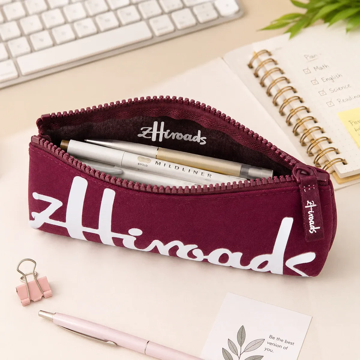 organisateur de rangement de voyage - petite pochette à fermeture éclair pour pinceaux de maquillage et crayons - étui de rangement pour cosmétiques - pour pinceaux et crayons