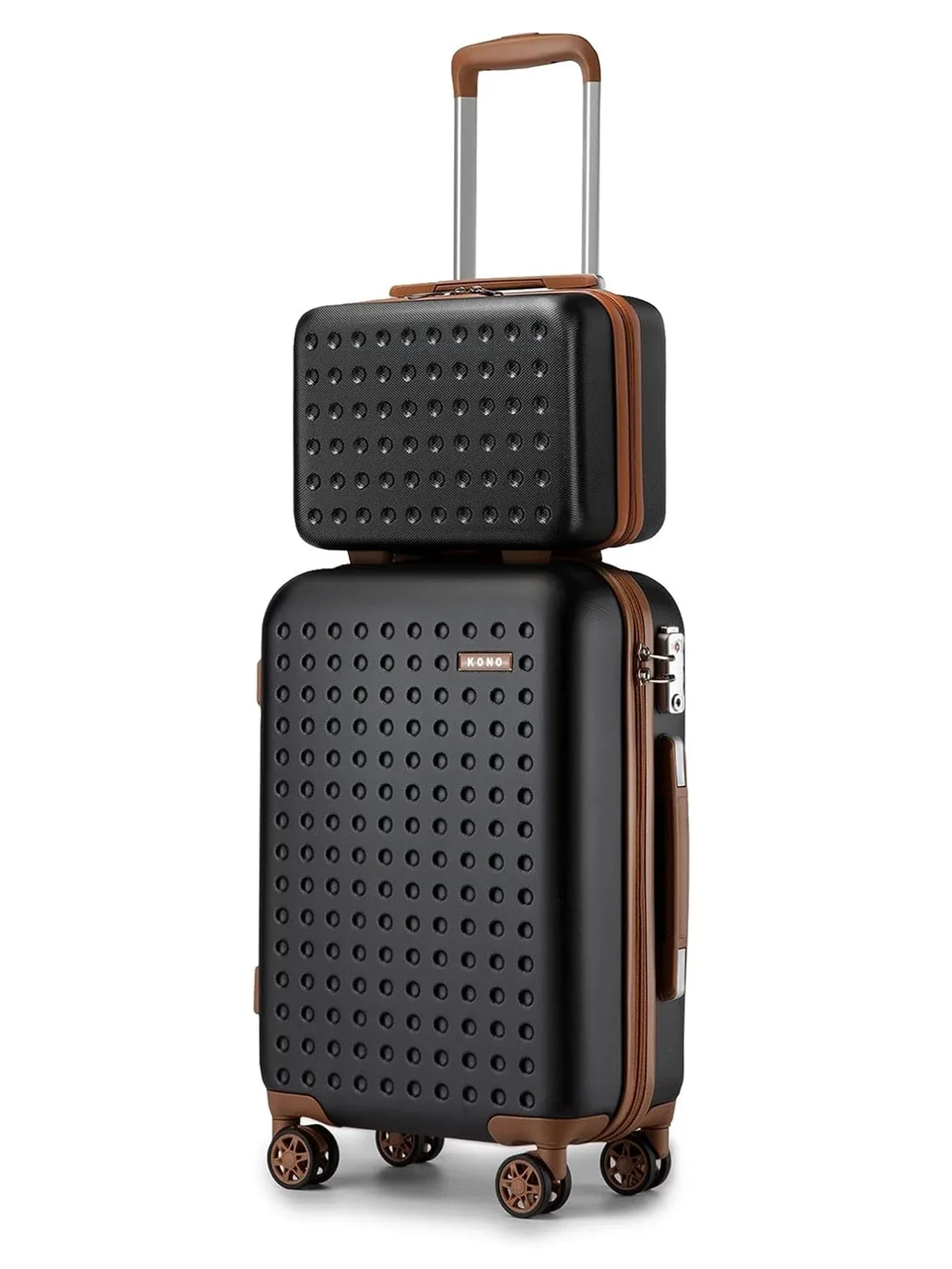 kono ensemble valises rigides 13 pouces trousse de maquillage et 20 pouces bagage cabine, trolley abs+pc serrure tsa roulettes 360° silencieuses