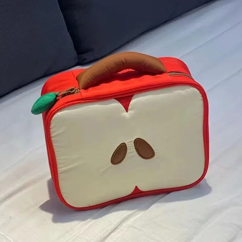 pochette de rangement de voyage pour cosmétiques et articles de toilette, motif pomme de dessin animé mignon, sac de maquillage pour femmes, sac à main pour femme, cadeau