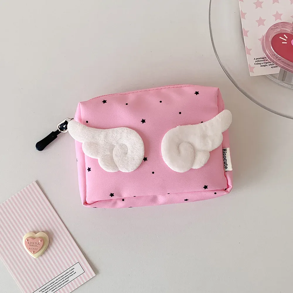 mini pochette de maquillage élégante, pochette kawaii, sac de rangement mignon, sac de rangement portable adorable pour articles de toilette scolaires, sac à main
