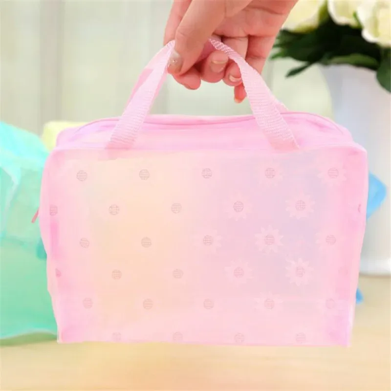 trousse de maquillage de voyage transparente en pvc, trousse de toilette, sac de rangement, boîte à bagages, valise à serviettes, poudres, fermeture éclair, sacs à cosmétiques