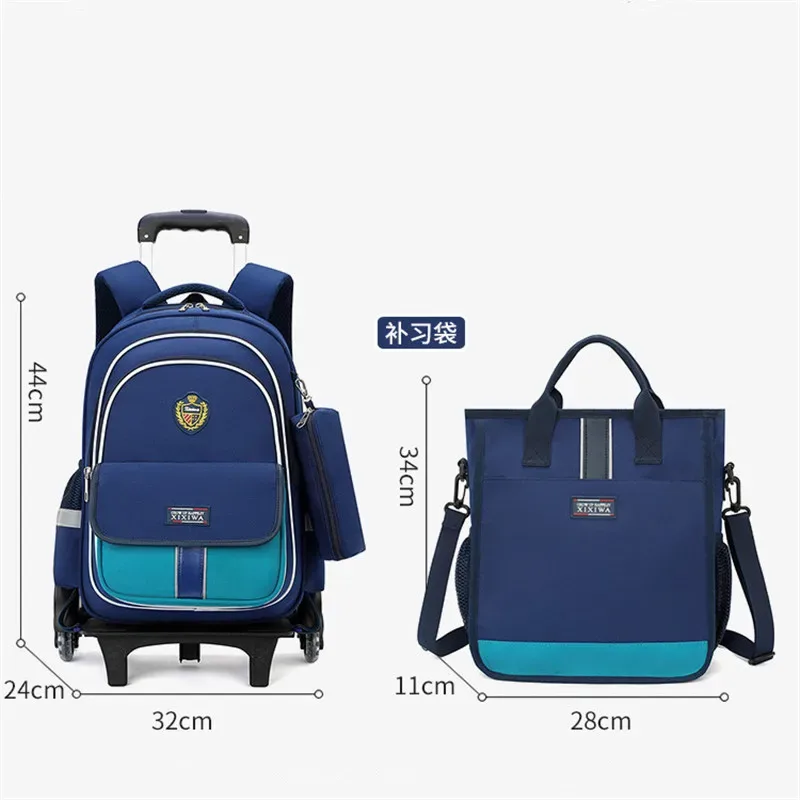 sac d'école enfants sac à dos roulant pour garçon filles sacs à dos à roulettes avec roues chariot bookbag bagage à main avec sacs à bandoulière