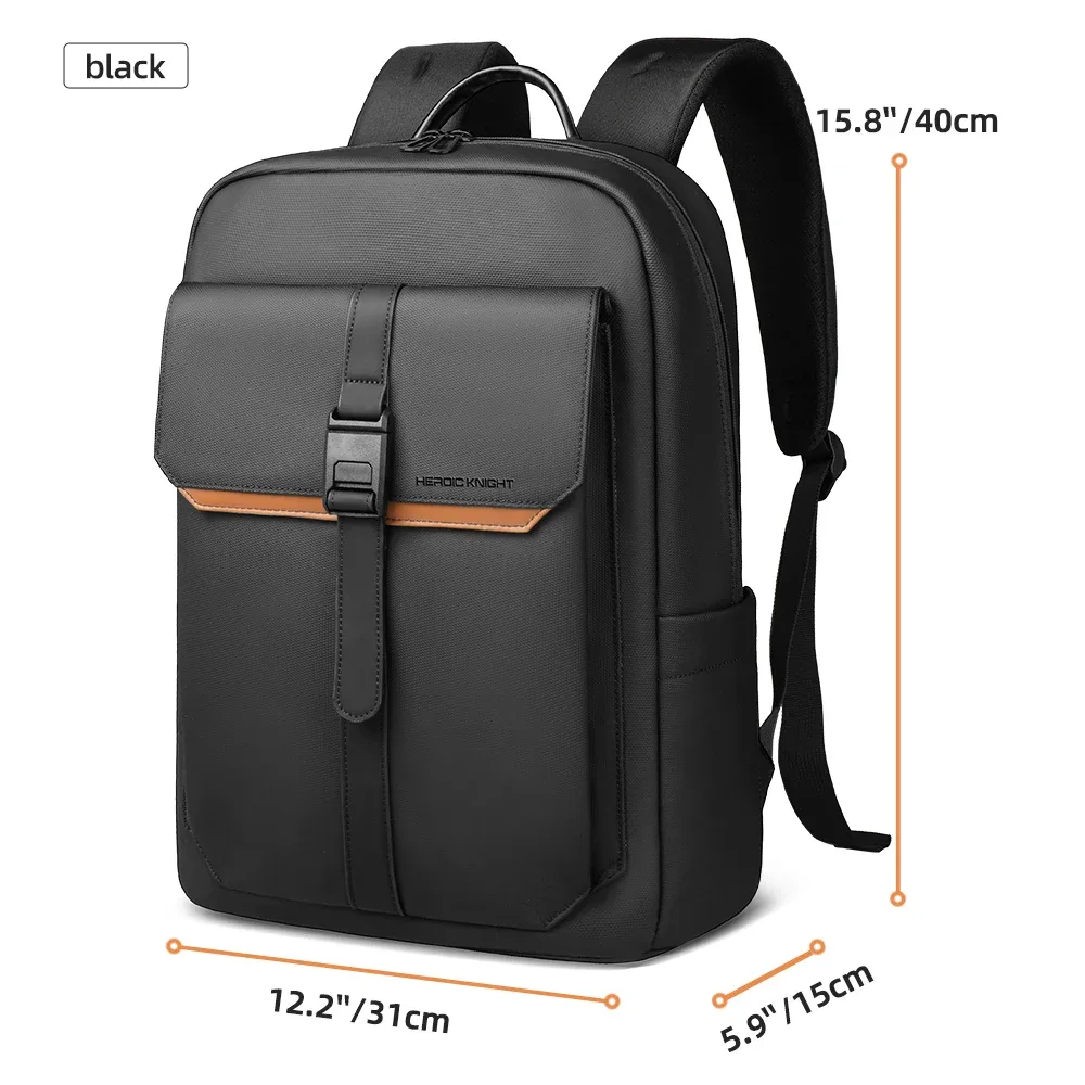 hk – sac à dos d'affaires élégant pour hommes, étanche, à rabat de 15.6 pouces, pour ordinateur portable, plusieurs poches, sac de jour décontracté pour le travail et l'école