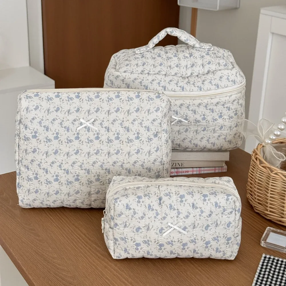 sac de rangement de cosmétiques floral, pochette de maquillage élégante à imprimé noir pour femmes