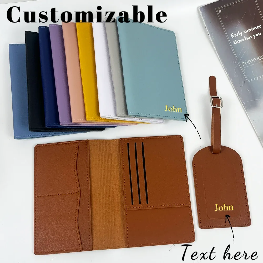 Étiquette Bagage Cuir PU Marron Jaune Gris Noir Bleu Blanc Violet Personnalisation Voyage Documents Identification