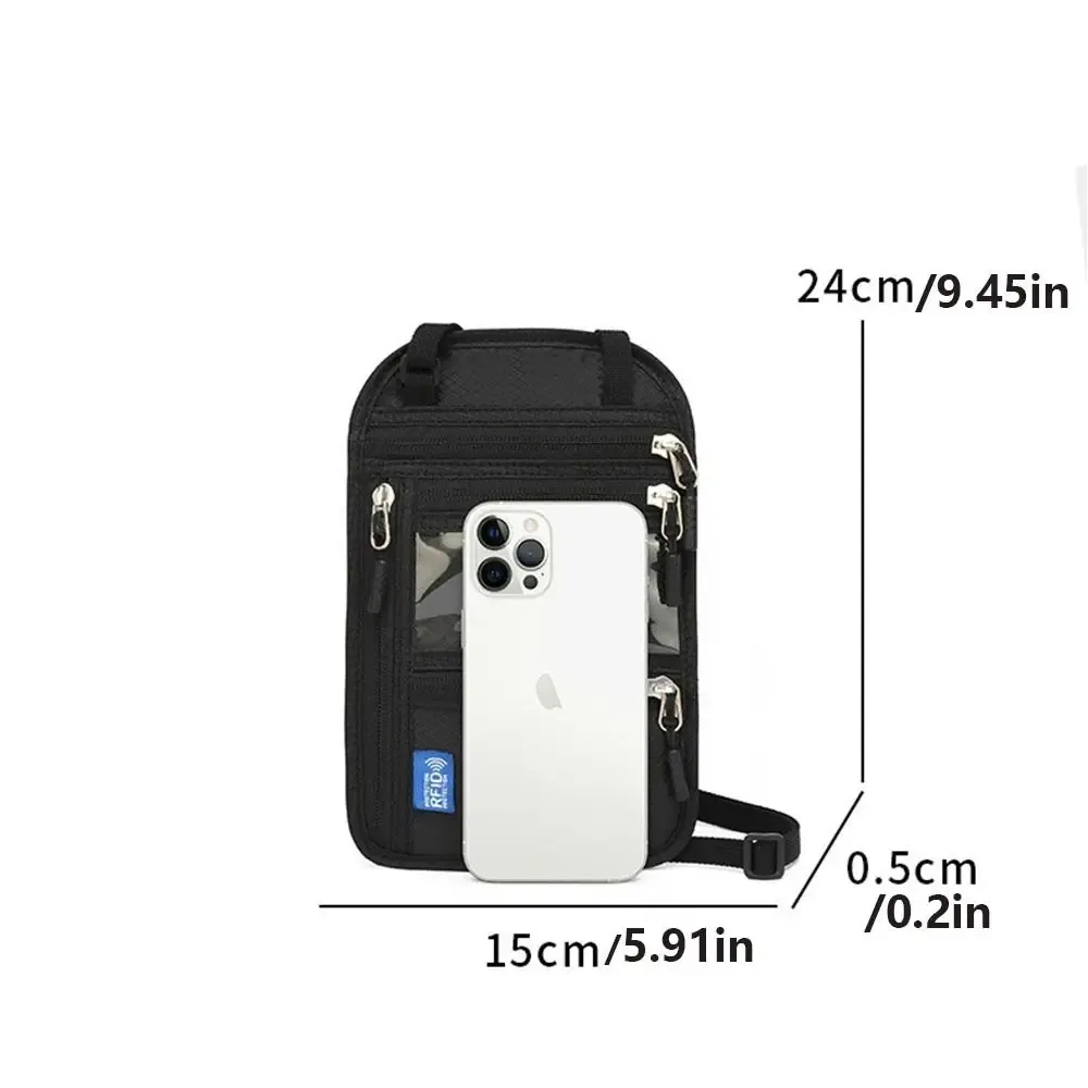 sac de passeport rfid bloquant la rfid, portefeuille de cou antivol multi-poches, étanche avec sangle de cou réglable, pochette à bandoulière pour hommes