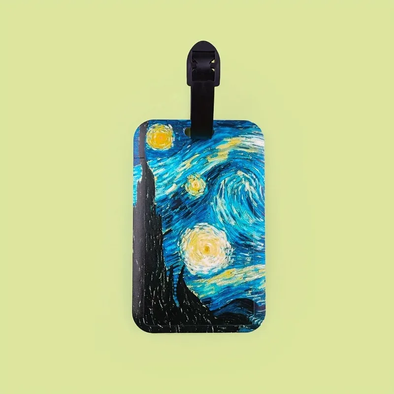 étiquette de bagage créative inspirée de l'art de van gogh, l'accessoire de voyage idéal, incluant une étiquette d'identification portable pour valise, anti-perte