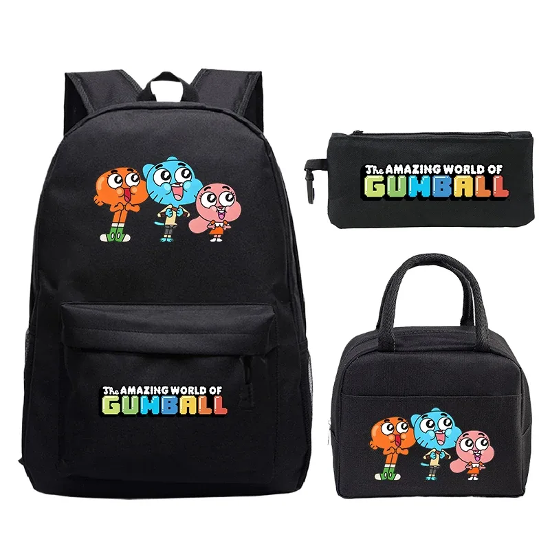sac à dos the amazing world of gumball, ensemble de 3 pièces, sac d'école pour étudiants, sac à déjeuner, trousse à crayons, sac à livres pour garçons et filles, sac à dos de voyage pour femmes