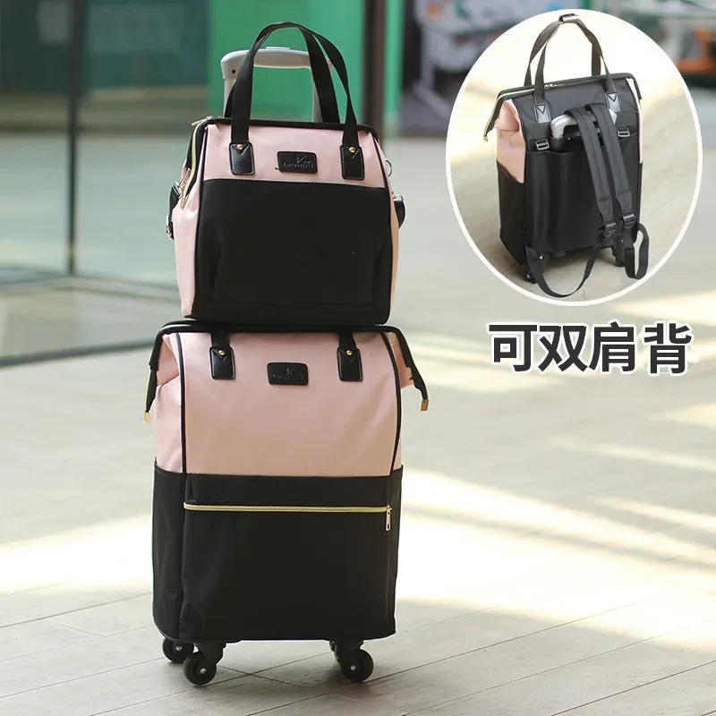 valise de voyage simple et portable de grande capacité pour femmes, sac à roulettes, sac à dos, sac d'embarquement, 2025