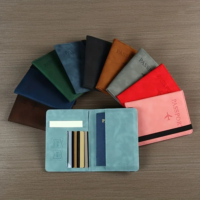 housse de protection portable pour passeport, pochette de rangement multifonctionnelle pour cartes d'identité et bancaires, étui portefeuille en cuir pu, accessoires de voyage