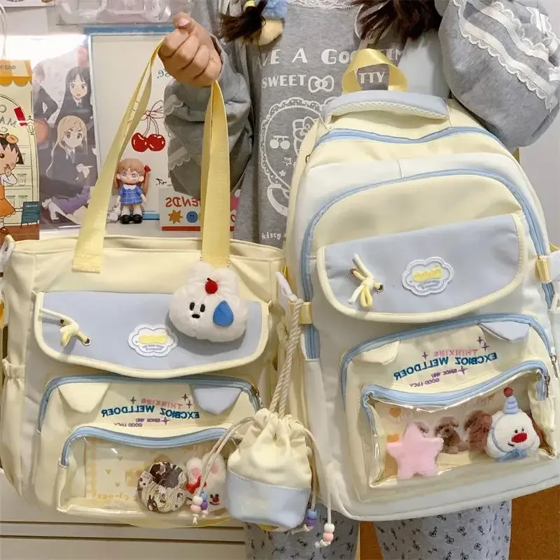 sac à dos pour filles au design contrasté, esthétique et de grande capacité, sac à dos scolaire pour filles, sac fourre-tout pour femmes, cadeau pour une fille.