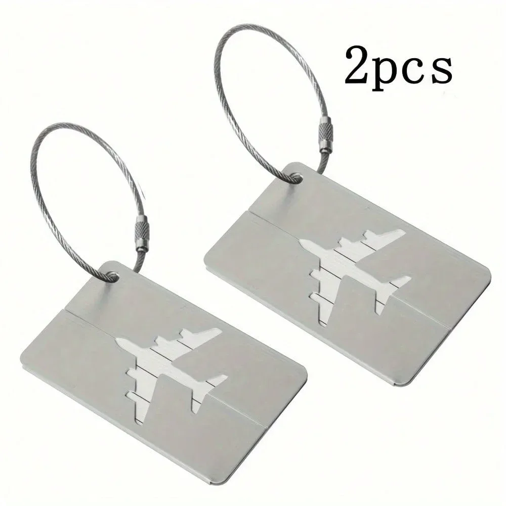 étiquette de bagage en aluminium étanche, motif avion minimaliste avec anneau en acier inoxydable, porte-passe d'embarquement, porte-carte d'identité de voyage