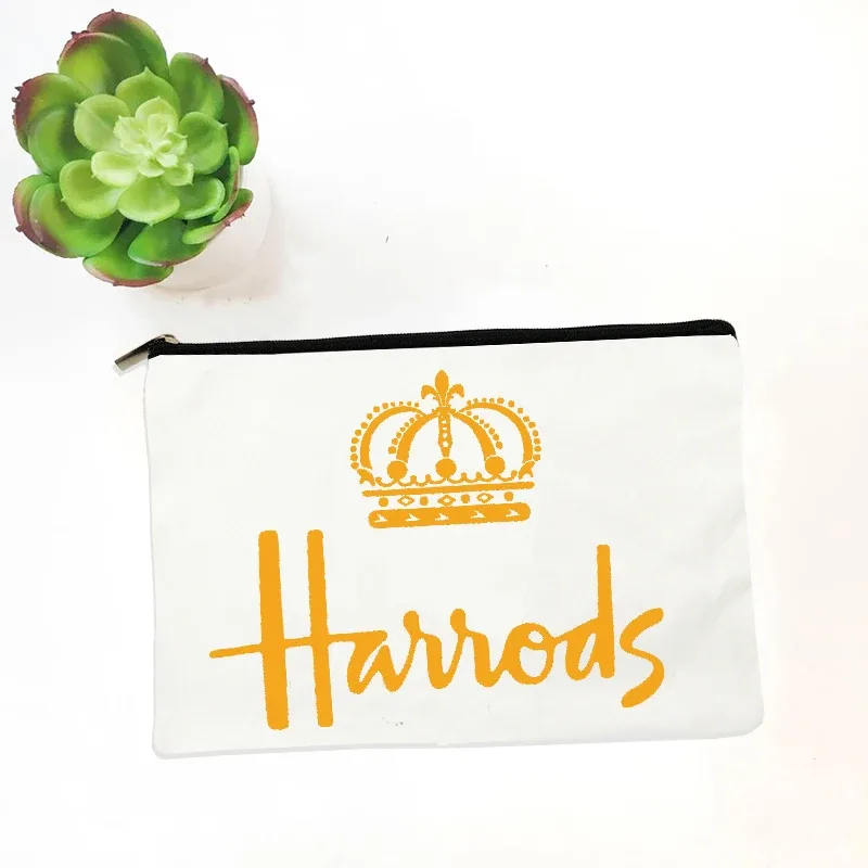 organiseur de maquillage harrods, trousse de toilette en toile, pochette de voyage à fermeture éclair, petite pochette portable