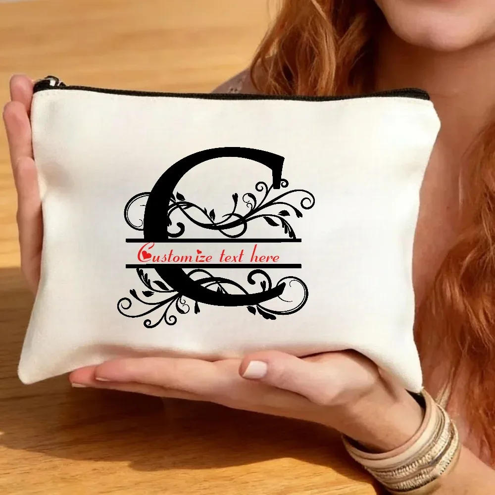 1pc trousse de maquillage personnalisable avec monogramme - pochette de voyage légère, pliable et durable avec fermeture éclair et impression de lettres personnalisées