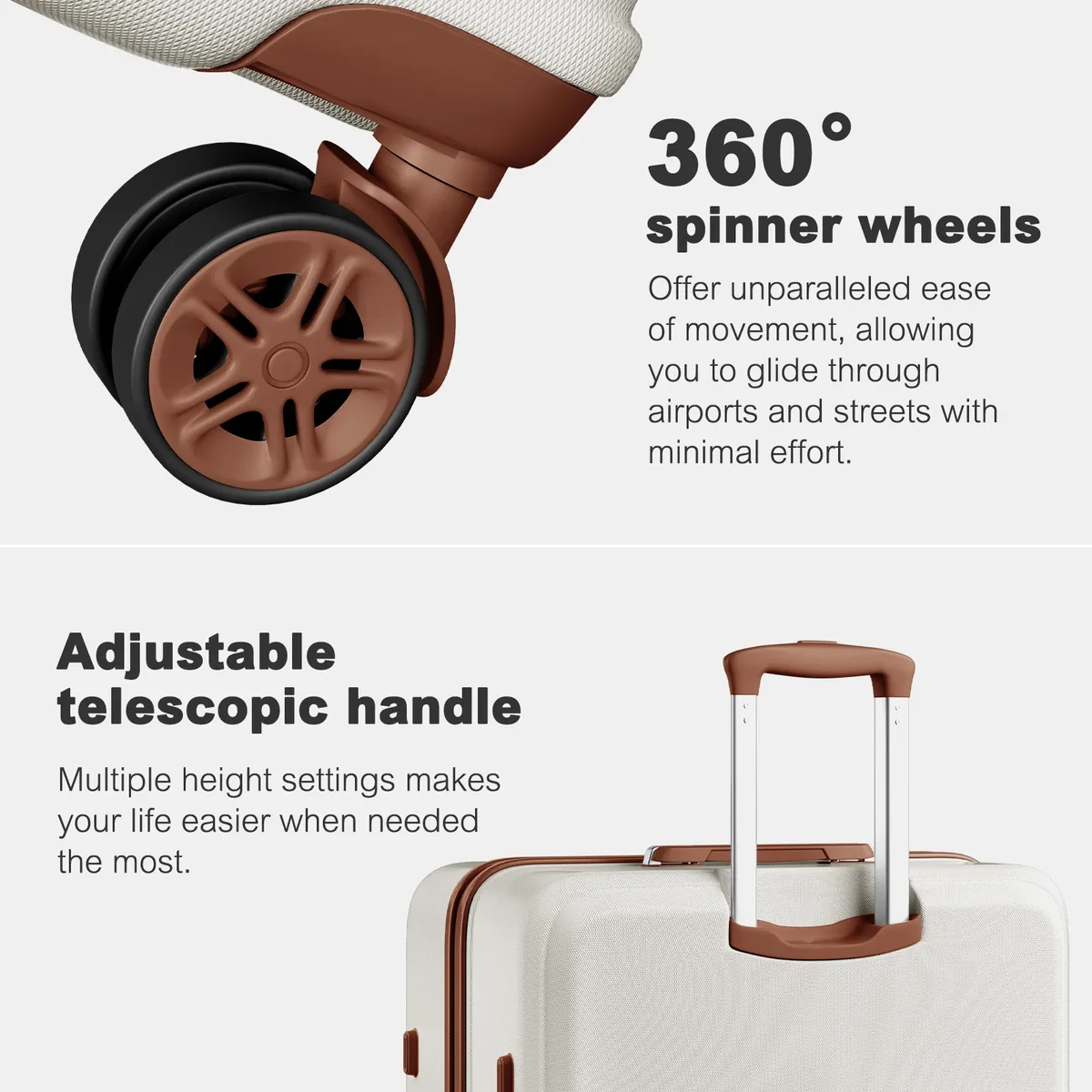 étui rigide kono de 32 pouces, chariots légers abs + pc avec double roues, serrure tsa, valise (s/m/l/xl)