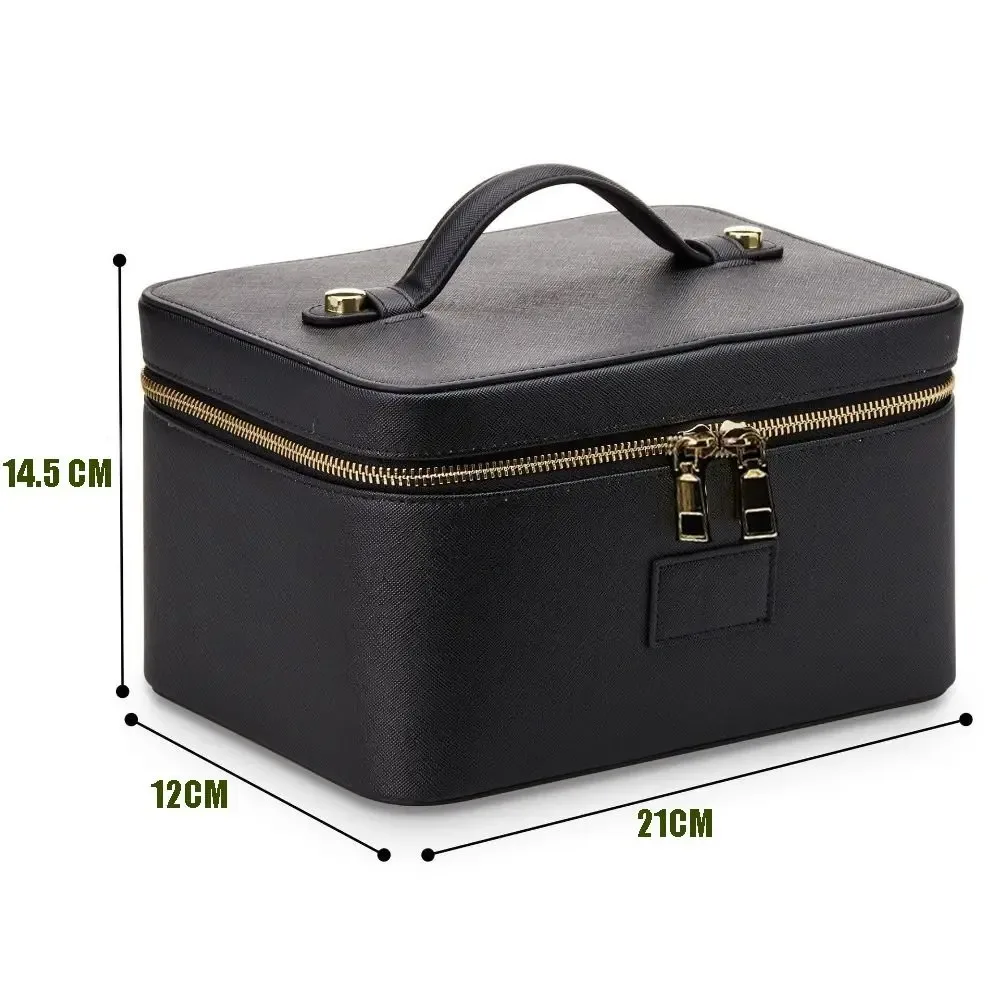 nouvelle trousse de maquillage en cuir pu, grande capacité, forme carrée, trousse de toilette imperméable, séparateur amovible, organiseur de maquillage, étui de voyage