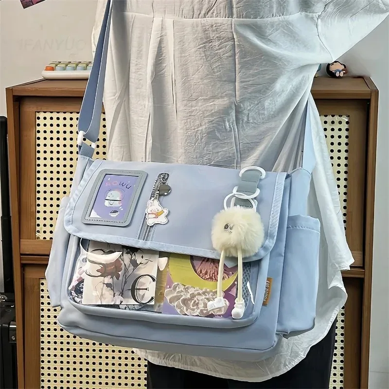 Sac à bandoulière transparent japonais, sacoche pour fille de style Harajuku, charmant panneau d'affichage de badges DIY, sac à bandoulière à la mode