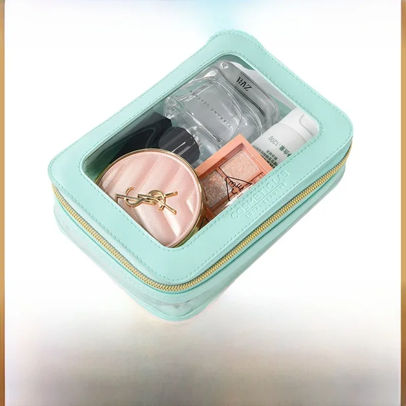 sac de voyage transparent en pvc, sac de rangement carré à fermeture éclair, sac de maquillage étanche, cadeau touristique, style urbain simple et neutre