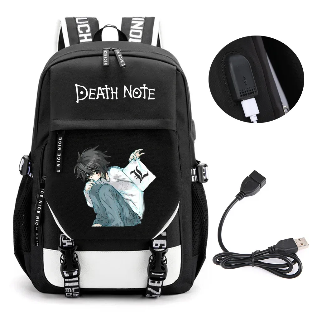 anime death note sac à dos école livre sacs mochila voyage usb port sac ordinateur portable garçon filles cadeau