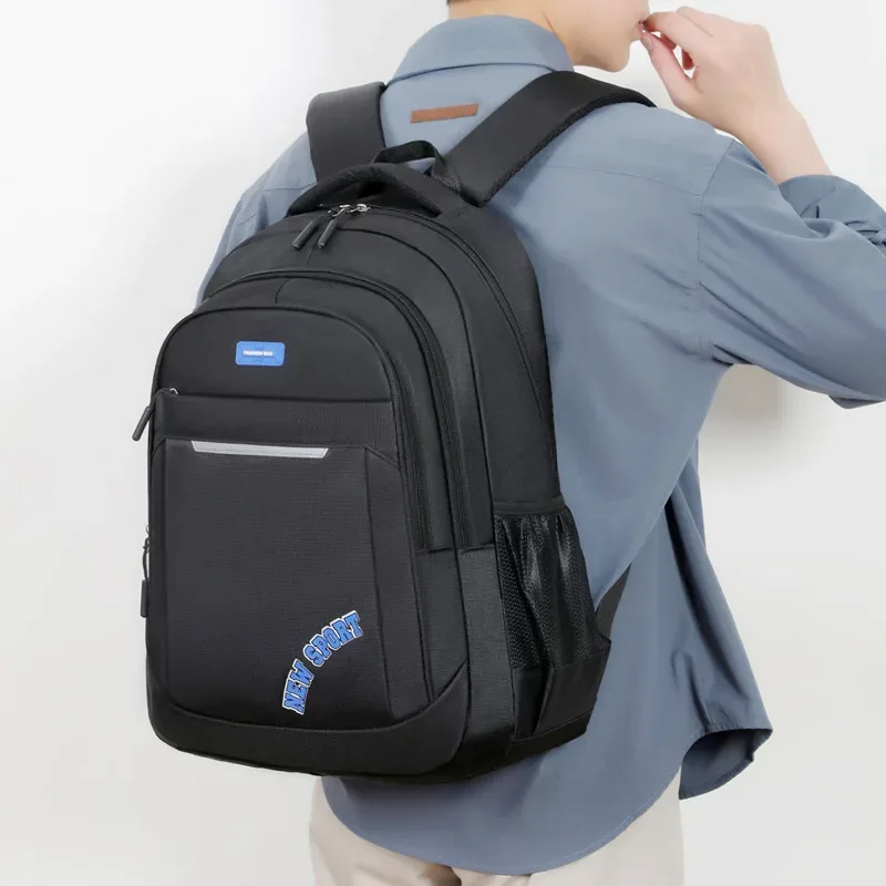sac à dos d'étudiant de rangement multicouche pour hommes, sac à dos simple, léger et polyvalent pour ordinateur portable, sacs à double épaule épais en vente