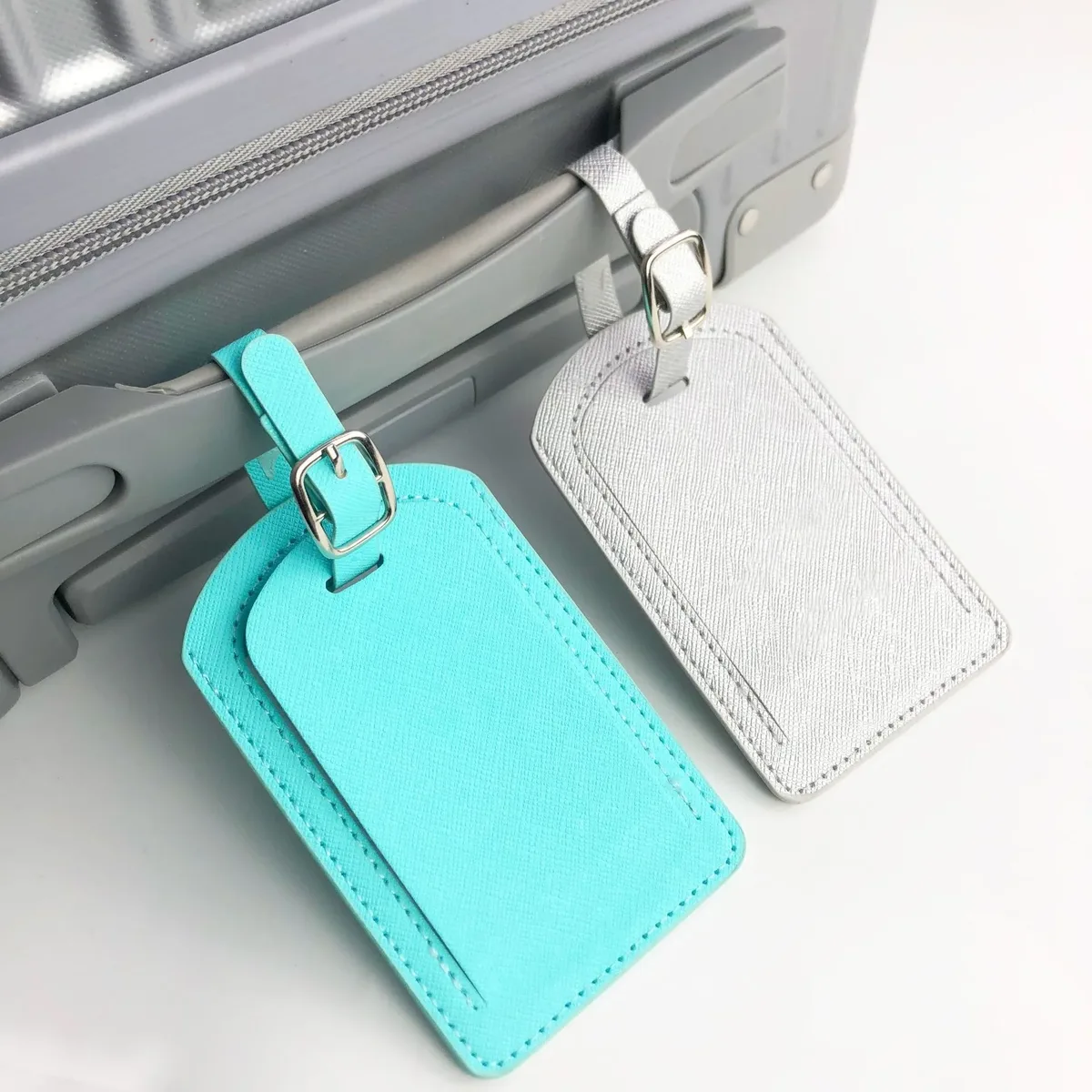 saffiano-étiquette de bagage en cuir pu, étiquette d'embarquement de voyage, multi-documents
