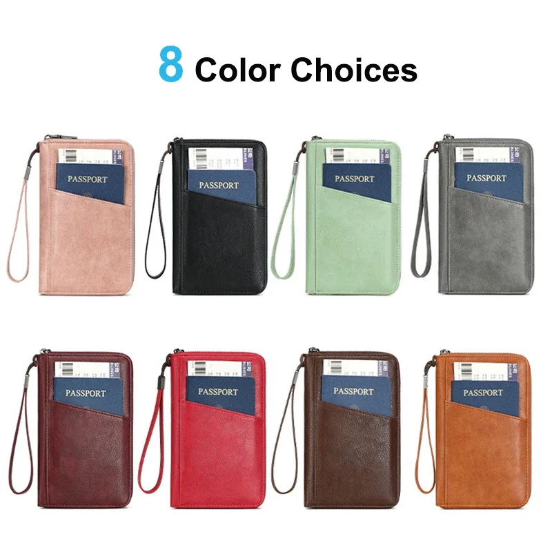 nouveau portefeuille à clip pour passeport de voyage pour femmes et hommes, porte-cartes multifonctionnel en cuir pu rfid, portefeuilles antivol, sac de rangement
