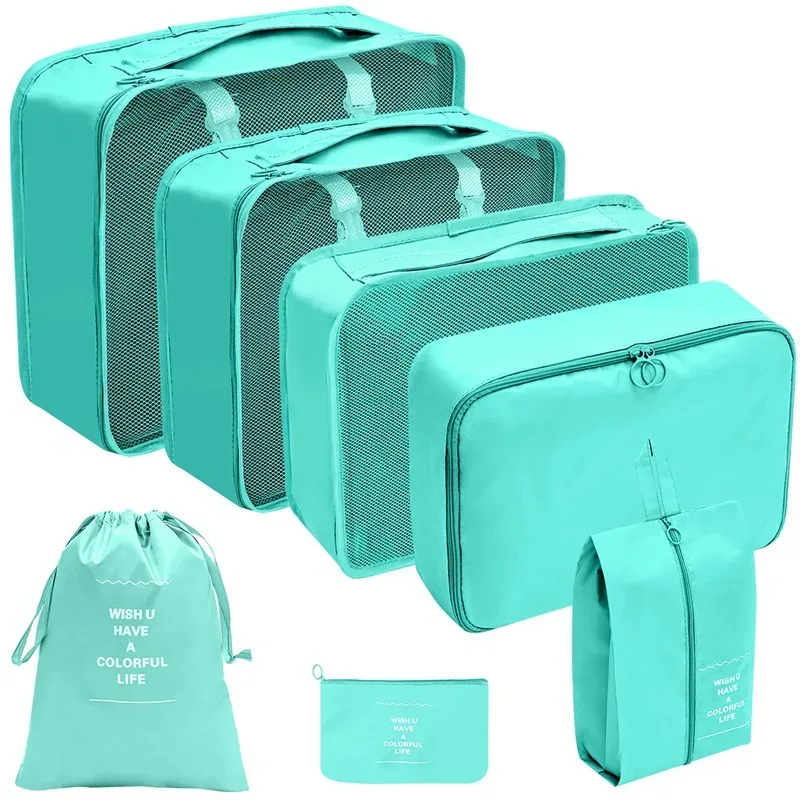 7/8/9 pièces nouvel ensemble organisateur de voyage sacs de rangement grande capacité valise stockage bagages vêtements tri organisateur ensemble pochette à chaussures